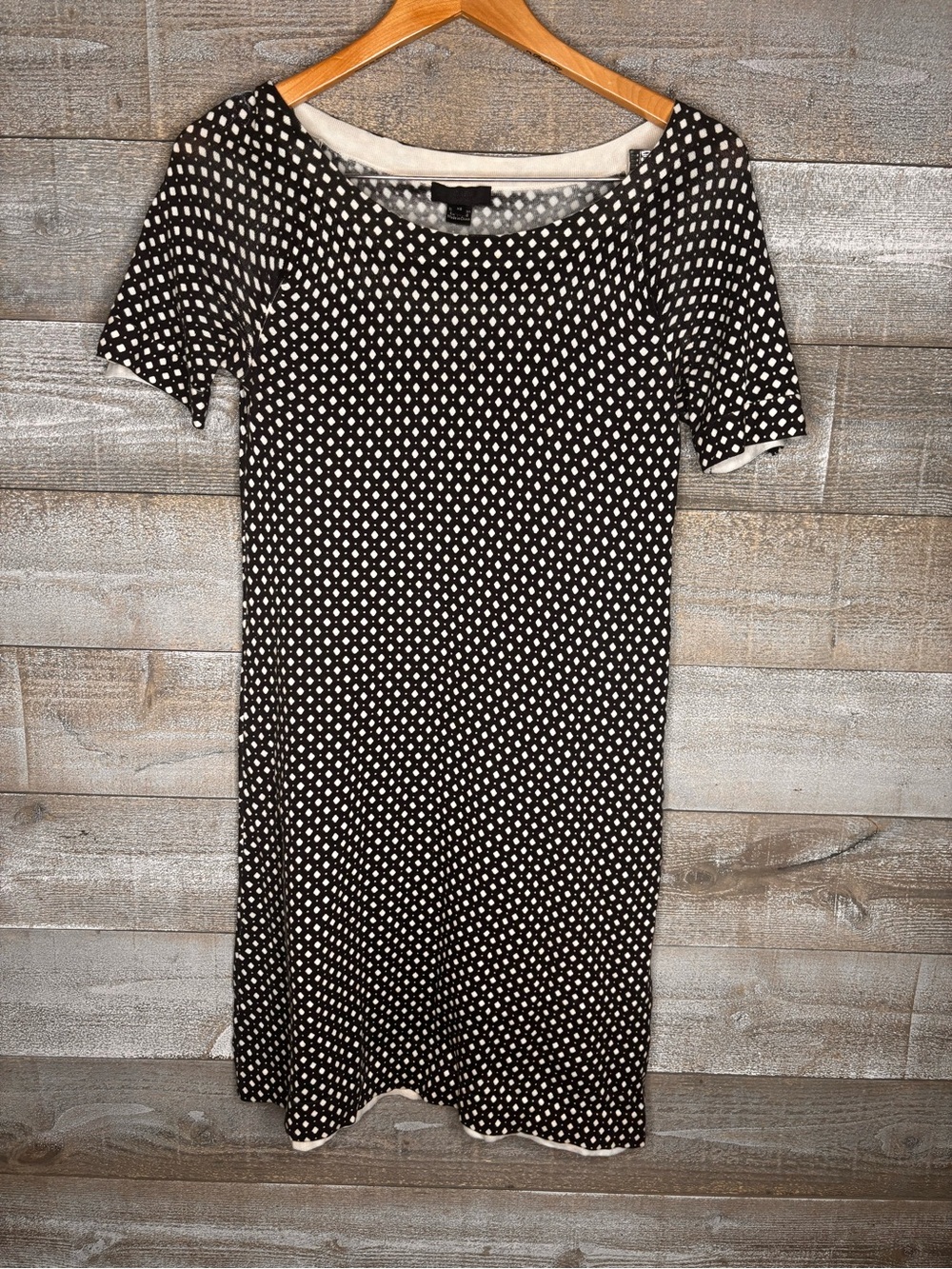 J Crew retro mod Black and White diamond print Short Sleeve Dress XS